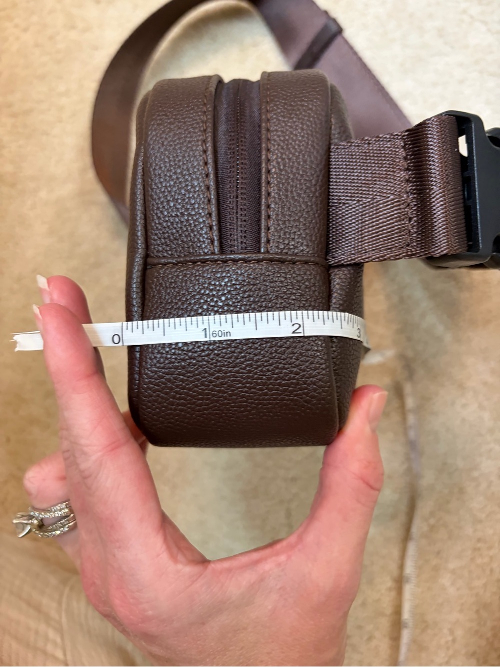 Modern Picnic Chocolate Brown Vegan Leather Belt Bag Fanny Pack Crossbody - Picture 13 of 17